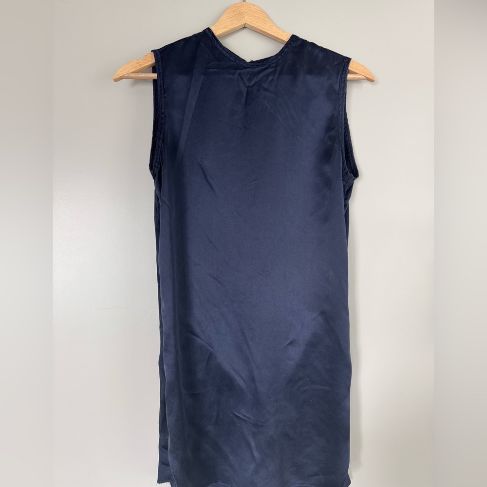 Sleeveless Navy Mini-Dress - 100% silk